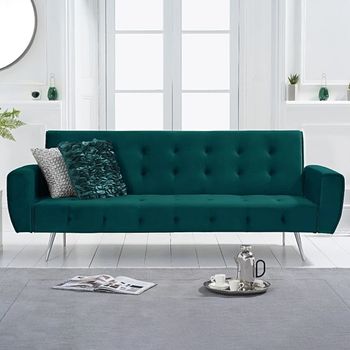 Vanessa Sofa Bed in Green Velvet