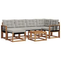 conjunto de sofas de exterior 7 piezas  mueble de jardin gris natural y claro