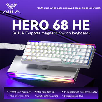 Teclado Gamer AULA HERO 68HE con Interruptores Magnéticos, Rapid Trigger, 8K Return, RGB, Cableado
