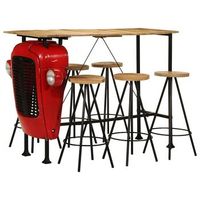 set de mesa y taburetes de bar 7 piezas madera maciza de mango vidaxl