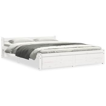 Estructura De Cama De Madera Maciza Blanco 160x200 Cm