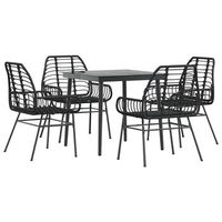 juego de comedor jardin 5 uds ratan sintetico vidrio negro cfw696641