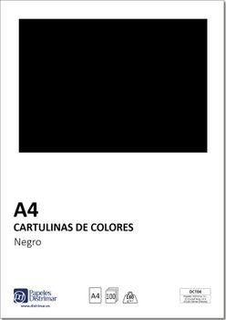 Distrimar DCT04 - Paquete de 100 cartulinas, A4, 180 gr/m2, color negro