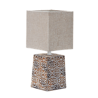 aigostar 197056 - lampara de ceramica lampara de mesa e14 led luz mesita de noche pantalla de tela lampara escritorio diseno clasico vintage para dormitorio estudio salon etc