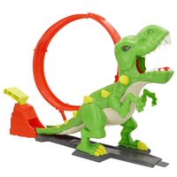 teamsterz - pista lanzadora de coches con looping y dinosaurio gigante coche metalico incluido juguete manual sin pilas diseno colorido y tamano grande desarrolla coordinacion ojo-mano habilidad