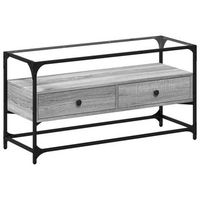 mueble tv cristal y madera ingenieria gris sonoma 98x35x51 cm vidaxl