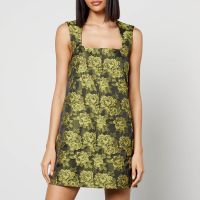 ganni floral-jacquard mini dress - eu 44 uk 16