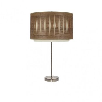 Sobremesa alto alexandra 1xe27 cuero/madera oscura 61x30x30 cm