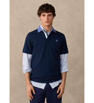Hackett London para hombre. HM5600184 Polo H Tape marino (M), Casual, Algodón, Manga corta