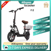 iscooter i-12 - bicicleta electrica para adultos - motor de 500w - bateria de 36v 75ah - llantas de 12 pulgadas - con asiento y cesta bicicleta electrica