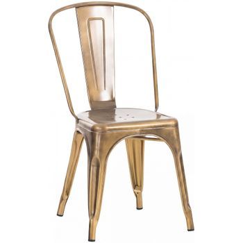 Silla Apilable Benedikt De Metal Dorado 48x44x89 Cm Clp