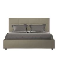 cama sin somier acolchada 160x190 cuero sintetico capuchino mika
