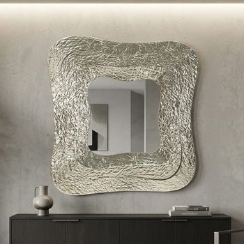 Espejo de pared de metal plateado cm 74x7x79.