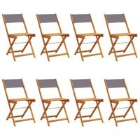 pack 8 uds sillas de jardin  silla de exterior  sillon plegables madera maciza y tela antracita