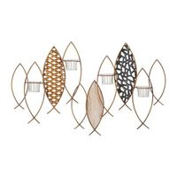 portavelas de pared de metal multicolor 66x9x405 cm