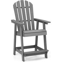 silla jardin exterior hdpe con reposabrazos silla alta adirondack costway 70 x 85 x 119 cm gris