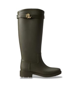 Lauren Ralph Lauren para mujer. 802980678003 Botas de agua alta Portiah de goma verde oliva (41), Plástico, Plano, Ninguno, Casual, Outdoor