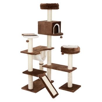 Gingerbread House Cat Tree with Ladder - Dark Brown