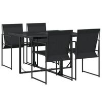 juego de comedor para jardin 5 uds  conjunto mueble jardin mesa y sillas textilene negro