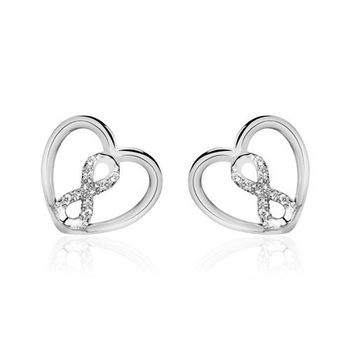 Pendientes corazón infinito de plata 925 con circonita