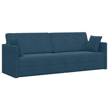 Sofá-cama De Piso Azul 213 X 70 X 77 Cm Terciopelo Vidaxl