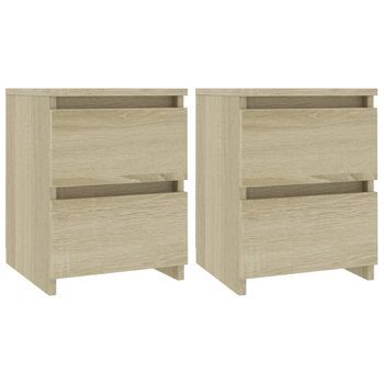 Pack 2 Uds Mesitas De Noche, Mesilla Aglomerado Color Roble Sonoma 30x30x40 Cm