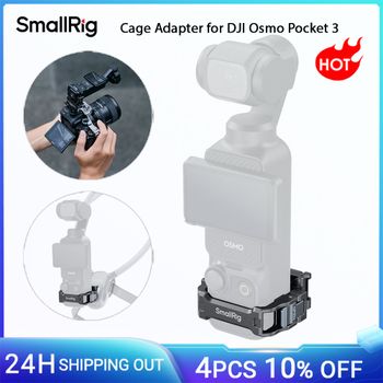 Adaptador de jaula SmallRig Pocket 3 para DJI Osmo Pocket 3 con zapata fría para palos de Selfie, soportes para el cuello cabezales Pan-Tilt de liberación rápida