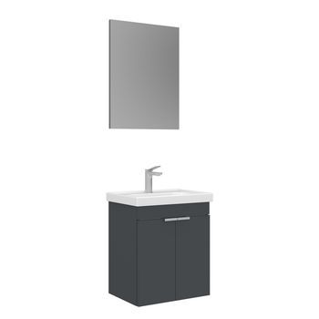 Conjunto De Mueble Con Lavabo Y Espejo (2 Piezas)  - 50 X 38 X 58 Cm - Antracita Mate