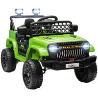 aiyaplay coche electrico todoterreno para ninos 12v mando a distancia velocidad ajustable usb faros bocina 95x625x65 cm verde   aosom espana