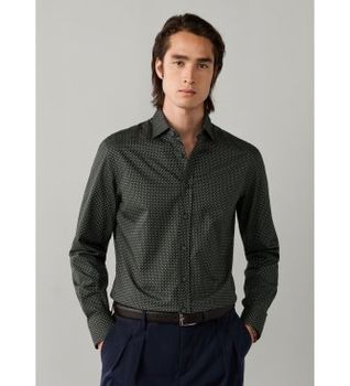 Hackett London para hombre. HM3010830 Camisa Foulard Print verde (S), Casual, Algodón, Manga larga
