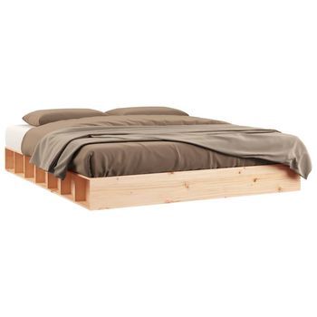 Cama De Matrimonio | Cama De Adulto | Estructura De Cama De Madera Maciza 200x200 Cm