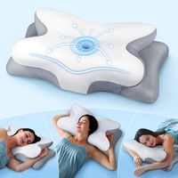 almohada de espuma viscoelastica con forma de mariposa de recuperacion lenta y nucleo de soporte cervical de presion cero