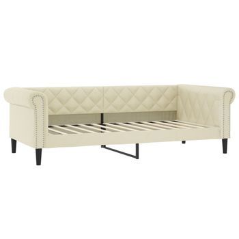 Sofá Cama Sin Colchón Cuero Sintético Crema 80x200 Cm Vidaxl
