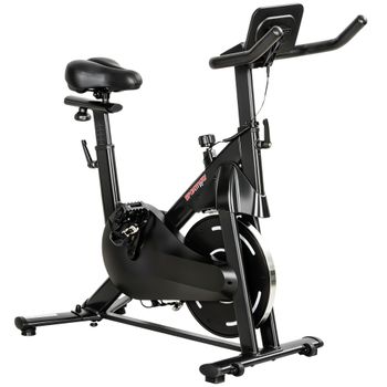 SPORTNOW Bicicleta Estática en Casa con Resistencia Magnética Regulable Pantalla LCD Asiento y Manillar Ajustables Ruedas Negro