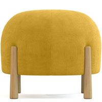 puff redondo tapizado en pana con patas en madera natural - marrakesh mostaza