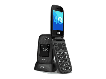Móvil - SPC Harmony 2, 4G, Para mayores, Teclas grandes, Botón SOS, Compatible audífonos, Volumen 104dB, Radio FM, Linterna, Base de carga, Negro