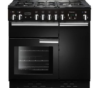 RANGEMASTER Professional 90 Gas Range Cooker - Black & Chrome, Black