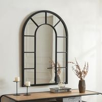 espejo de pared enonkoski ventana arqueada mdf 90x60cm - negro encasa