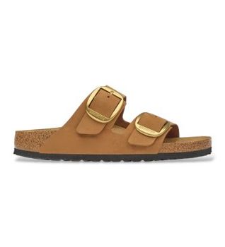 Birkenstock para mujer. 1032989 Sandalias de Piel Arizona Big Buckle Nubuck (Ajuste Estrecho) marrón (39), Plano, Ante, Ninguno, Casual