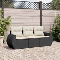 conjunto de sofas de jardin con cojines 3 uds  mueble jardin mesa y sillas ratan sintetico negro cfw941246