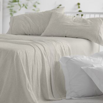 Juego De Sábanas 50% Algodón Botánico Cama De 180 Cm Color Salvia Burrito Blanco