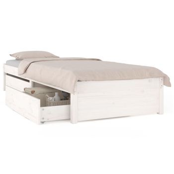 Cama Individual | Cama Para Adultos | Estructura De Cama Con Cajones Blanco 75x190 Cm