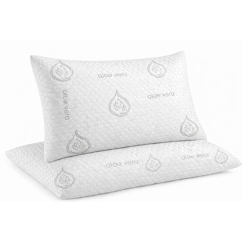 2 Almohadas Viscoelásticas 50x70 Cm Cuello Y Descanso Ergonómico – Almohada Viscoelástica Aloe Vera Transpirable Funda Desenfundable Y Núcleo Viscoelástico | Comfort Sleep
