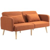 homcom sofa convertible 3 plazas diseno de sofa cama respaldo reclinable y reposabrazos ajustables tela efecto lino marron   aosom espana