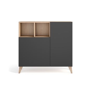 Zapatero melamina roble claro puertas grafito 87x90x27 cm