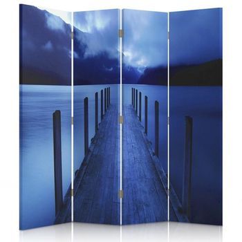 Biombo Blue Lagoon - Separador De Ambientes Cm. 145x180 (4 Paneles)