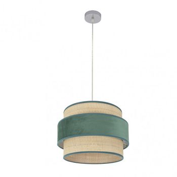 Colgante reyes 1xe27 cromo/natural-verde regx40x40 cm