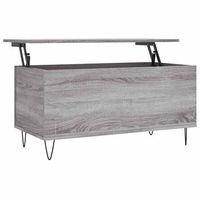 mesa de centro 90x445x45 cm madera y metal trabajados - gris