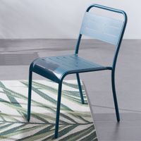 set de 4 sillas de acero azul
