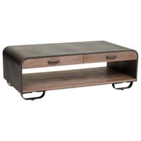 mesa de centro de madera y metal negro 120x62x41